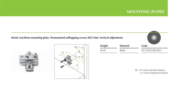 BASE MS SLIDE ON ALTURA 0 CON EUROSCREW 12MM