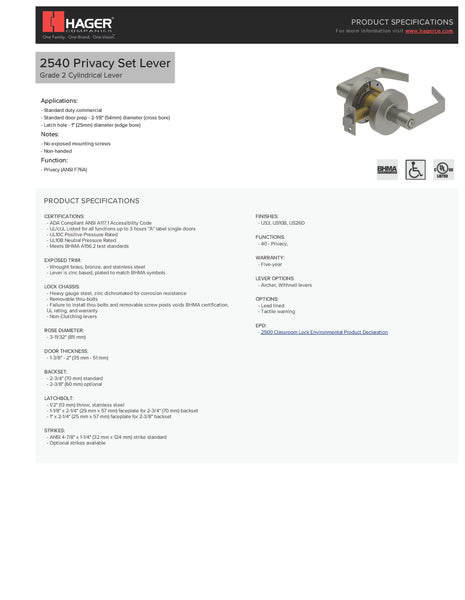 CERRADURA ARC MANILLA PRIVACIDAD