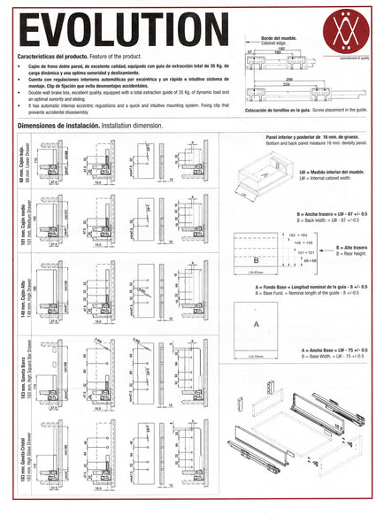 KIT CAJON ADVÂNCED ALTURA 180MM FONDO 500MM ANTRACITA