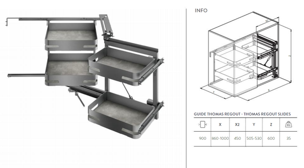 ESQUINERO 350M 900MM ORION/CONCRETE GREY THOMAS SLIDE RIGHT