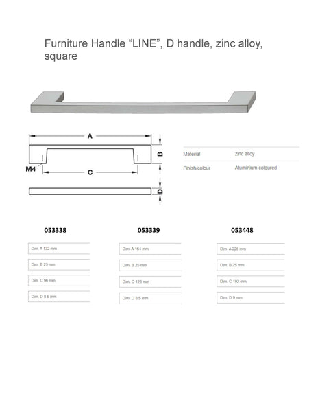 TIRADOR LINE ALUMINNIO 164X25mm