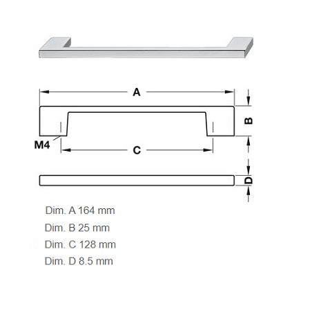 TIRADOR GRIFF CROMADO PULIDO 164X25MM