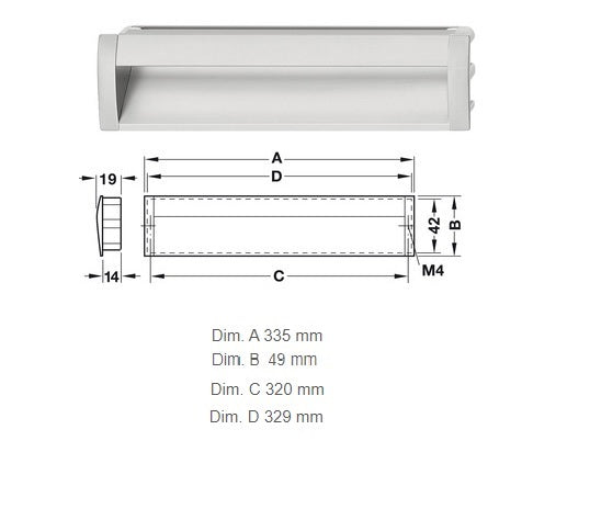 TIRADOR DE EMBUTIR MIDAS 335x49mm