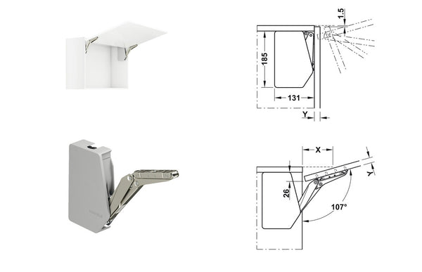 ELEVADOR FREE FLAP MOD. D 3.15 COLOR GRIS PUERTA ALTURA H= 350MM-650MM