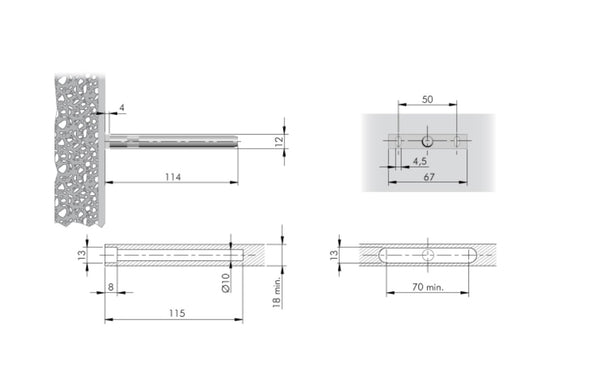 SOPORTE OCULTO PARA REPISA SL19 PARA ESPESOR MINIMO DE 18 MM