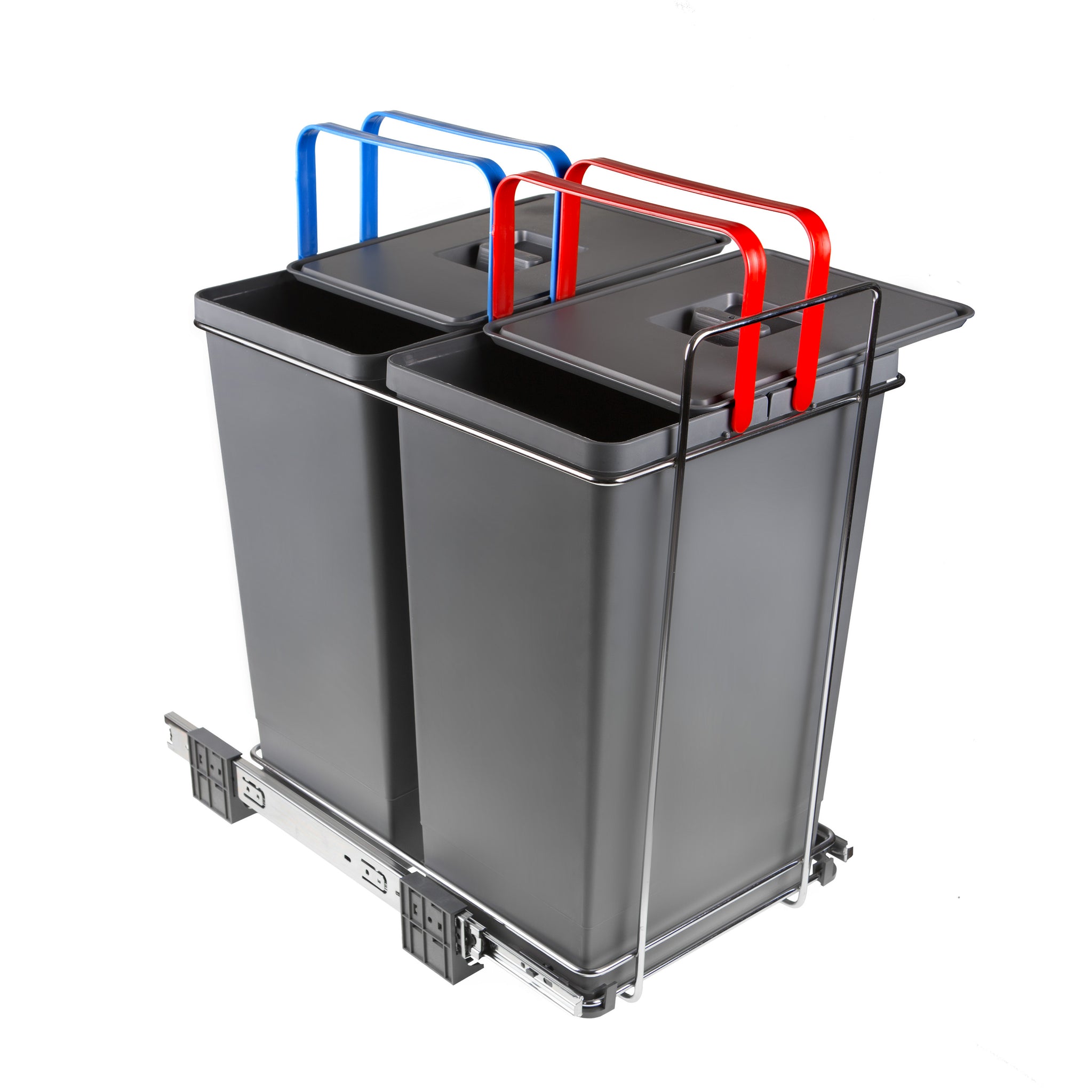 Cubo de basura extraíble Froland capacidad 2 x 15 L plástico/acero 48 x 34  x 35 cm - Gris [en.casa]