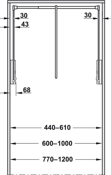 COLGADOR ABATIBLE PARA CLOSETS 770-1200 10KG BLK/CR