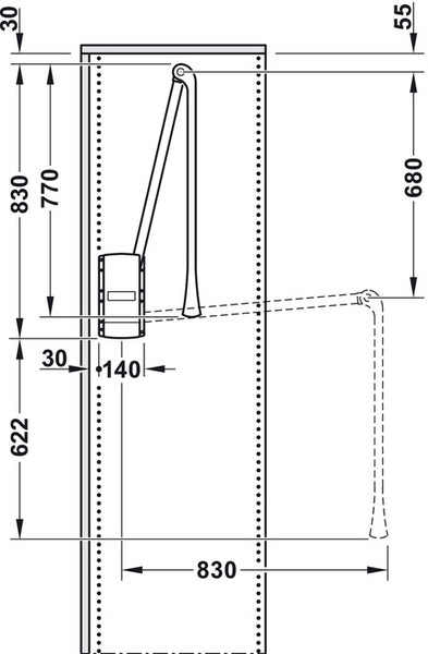 COLGADOR ABATIBLE PARA CLOSETS 770-1200 10KG BLK/CR