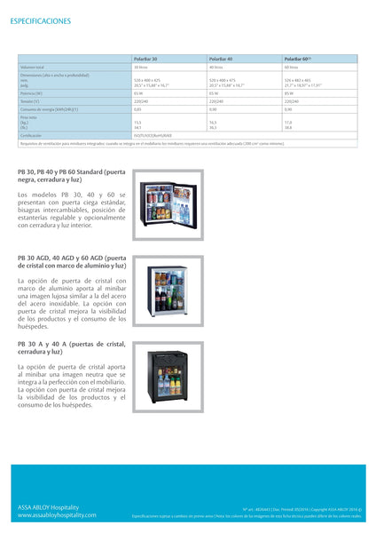 MINIBAR PB-40 LTS PUERTA ESTANDAR CON LLAVE,LUZ,TIPO B