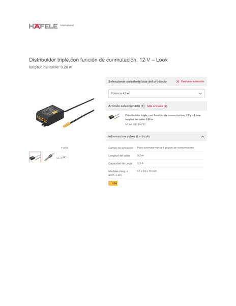 DISTRIBUIDOR 3 VIAS 12V LED