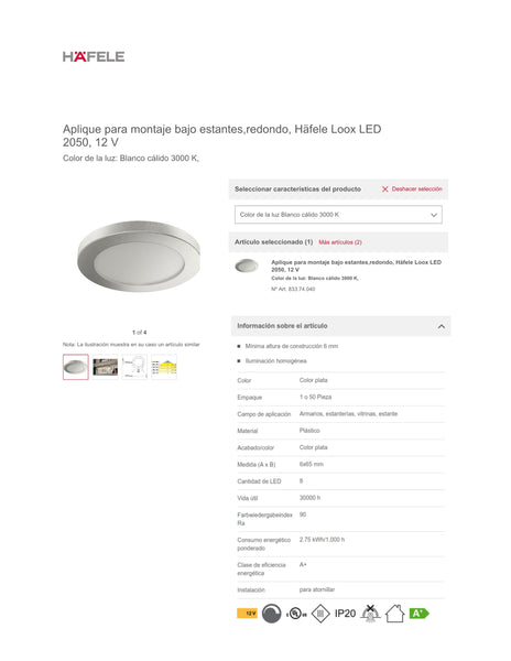 LAMPARA LED REDONDO LOOX LED 2050, 12V BLANCO CÁLIDO 3000