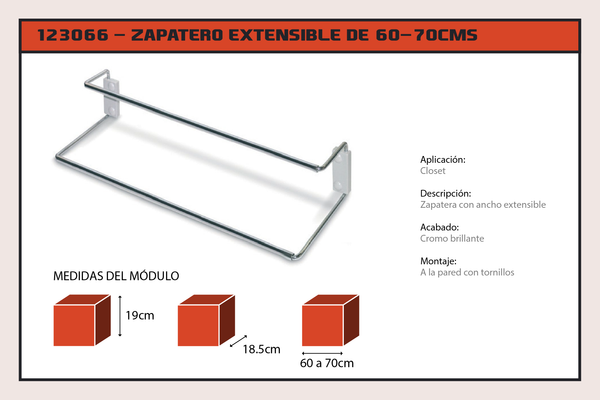 ZAPATERO EXTENSIBLE DE 60-70 CMS