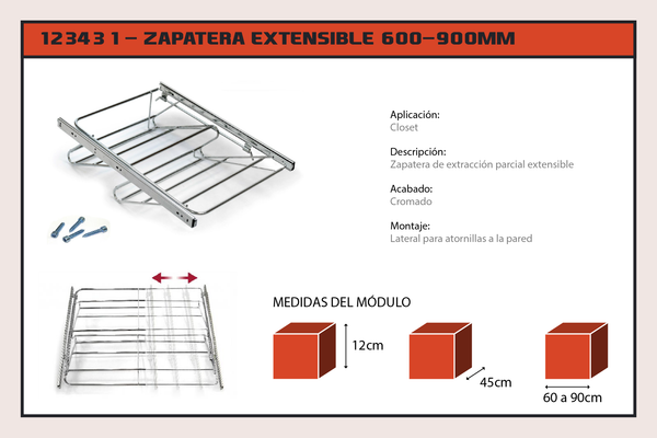 ZAPATERA EXTENSIBLE EXTRAIBLE 600-900M