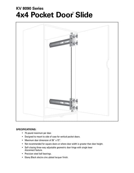 KIT PUERTA OCULTA 8092 COMPLETO 18" CORREDERA TRU TRAC