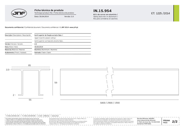 RIEL CON SOPORTE TECHO DRYWALL  LARGO 2,900MM