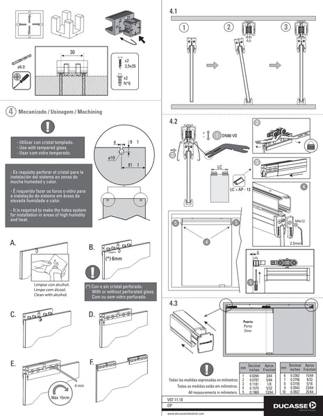 KIT CORREDERA CORREDIZA CLOSET - PUERTA DE VIDRIO 50 (DN-50 PARA 50 KILOS)