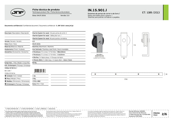 KIT PUERTAS CORREDERAS CHARRIOT MADERA - INOXIDABLE