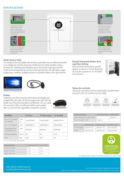 CAJA SEGURIDAD ZENITH PISO DIG RH GRIS NEGRO